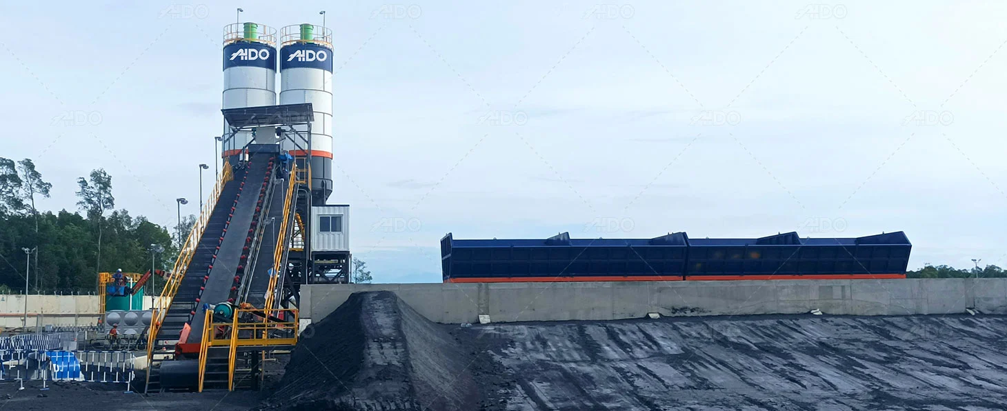 AJ90 Concrete Batching Plant for Power Plant Construction in Indonesia